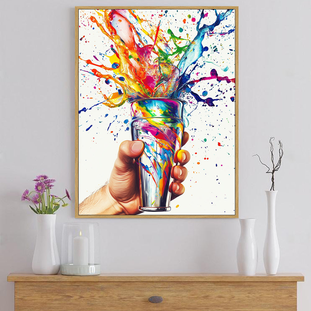 "Explosive Colors in a Glass"-Canvas Wall Art