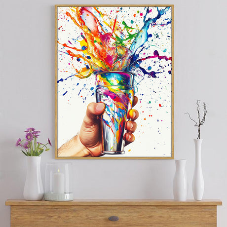 "Explosive Colors in a Glass"-Canvas Wall Art