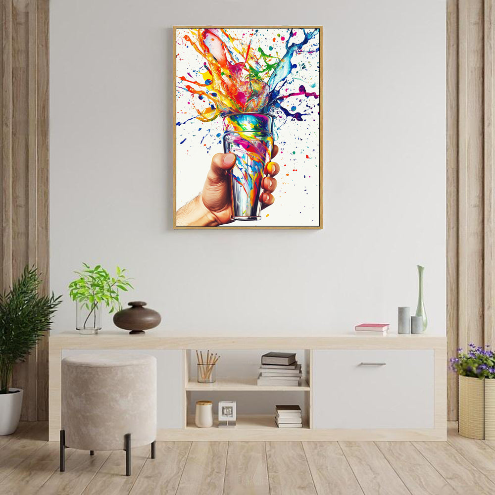 "Explosive Colors in a Glass"-Canvas Wall Art