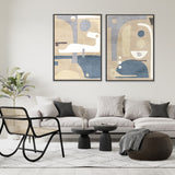 Abstract Blue and Beige Canvas Wall Art