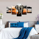 Majestic African Elephant at Sunset Canvas Wall Art