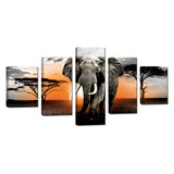 Majestic African Elephant at Sunset Canvas Wall Art