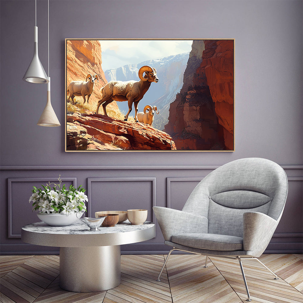 Majestic Mountain Rams Canvas Wall Art