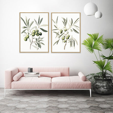 Vintage Olive Branch Canvas Wall Art