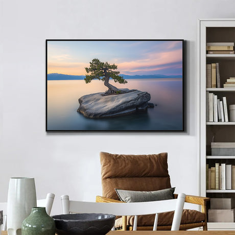 Serene Lone Tree Canvas Wall Art