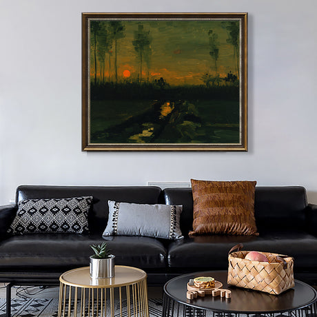 Vincent Van Gogh’s Sunset Serenity – A Captivating Evening Landscape For Your Home Canvas Wall Art