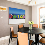 Vibrant Coastal Beach Huts Canvas Wall Art – Colorful Seaside Charm