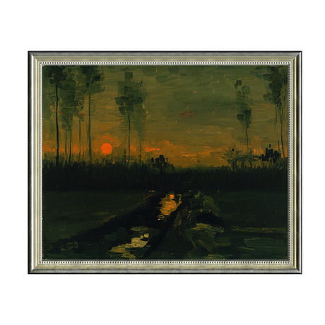 Vincent Van Gogh’s Sunset Serenity – A Captivating Evening Landscape For Your Home Canvas Wall Art