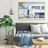 Vintage Surf Van & Bicycle Canvas Wall Art – Coastal Adventure Vibes