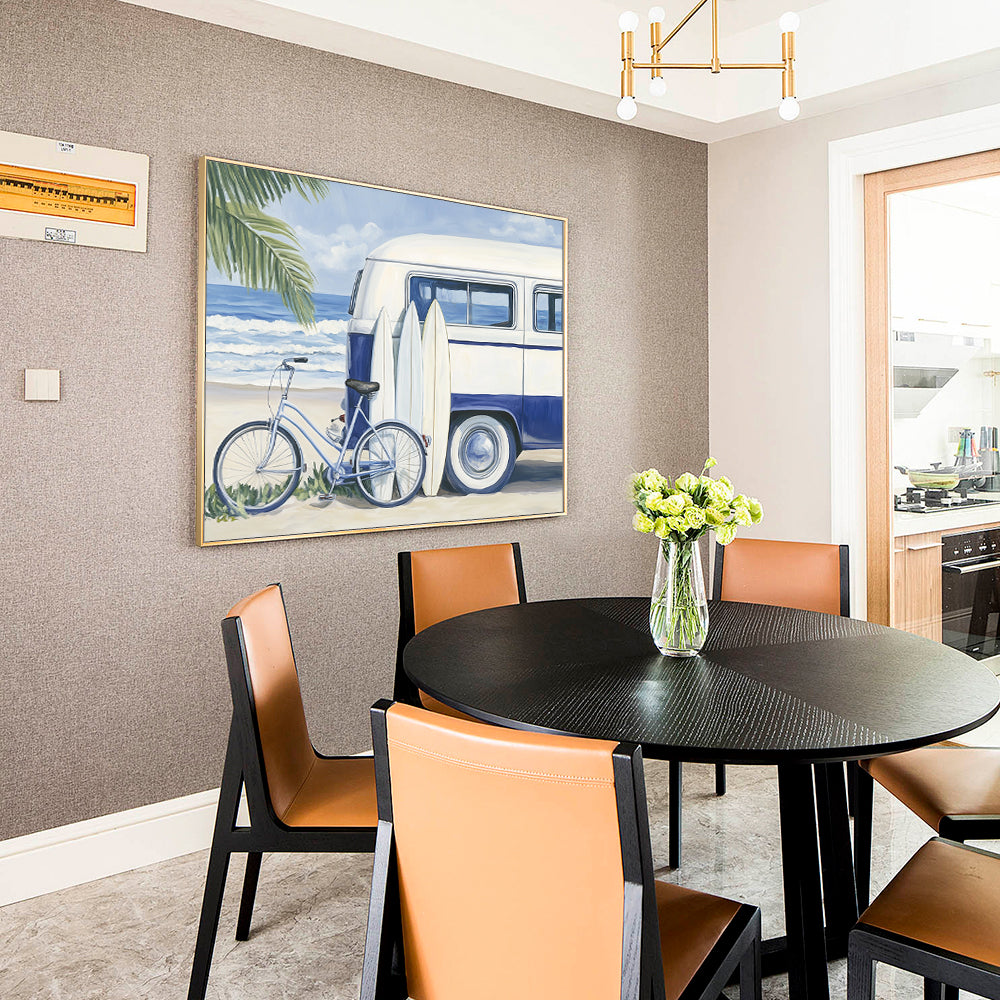 Vintage Surf Van & Bicycle Canvas Wall Art – Coastal Adventure Vibes