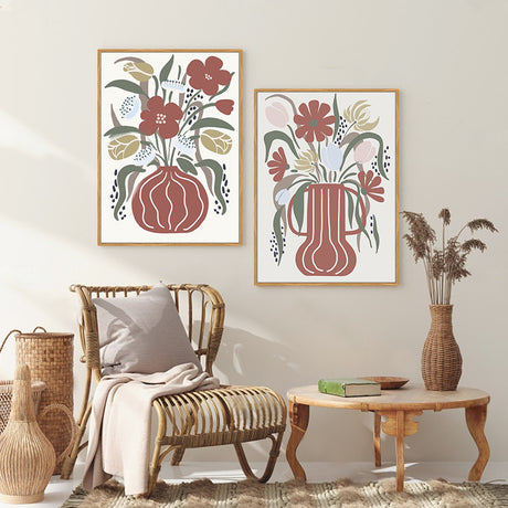 Modern Floral Vase Canvas Wall Art Set