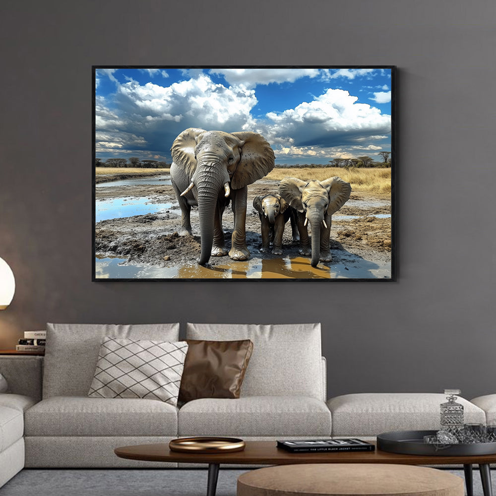 Majestic Elephant Family Canvas Wall Art