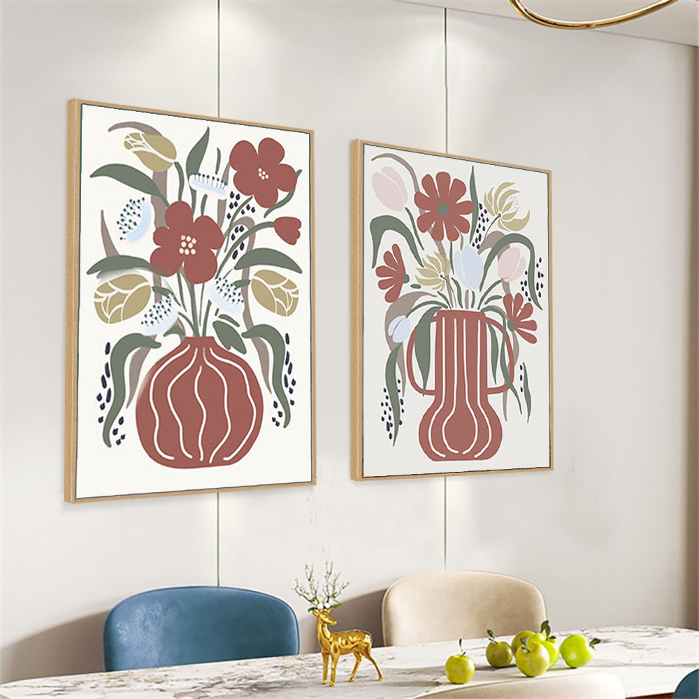 Modern Floral Vase Canvas Wall Art Set