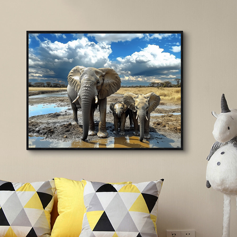 Majestic Elephant Family Canvas Wall Art