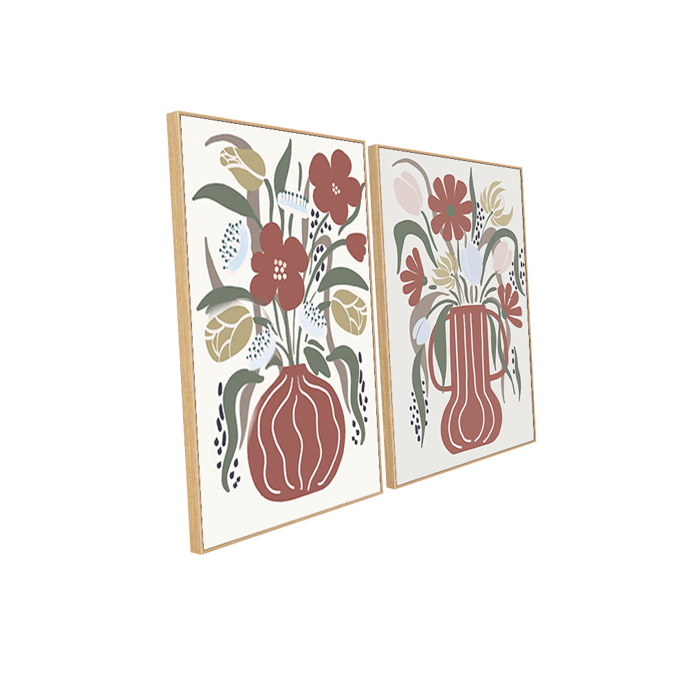 Modern Floral Vase Canvas Wall Art Set