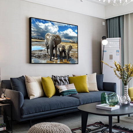 Majestic Elephant Family Canvas Wall Art