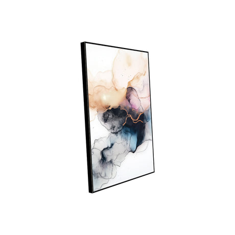 Serene Fluidity: Gold and Ink Wall Art Canvas