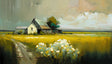 Charming Rustic Farmhouse Landscape Canvas Wall Art