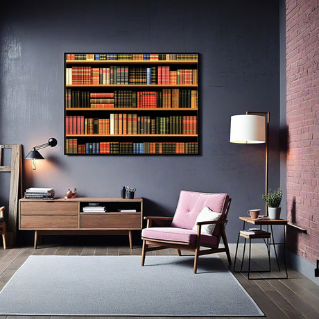 "Timeless Library" - Bookshelf Canvas Wall Art