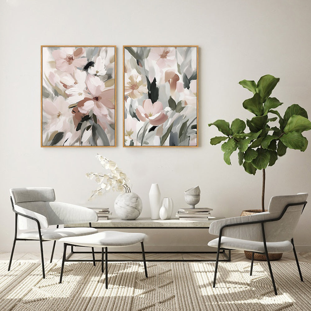 Soft Floral Canvas Wall Art Set