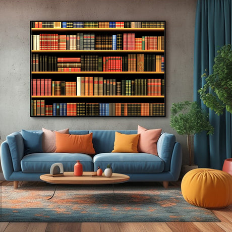 "Timeless Library" - Bookshelf Canvas Wall Art