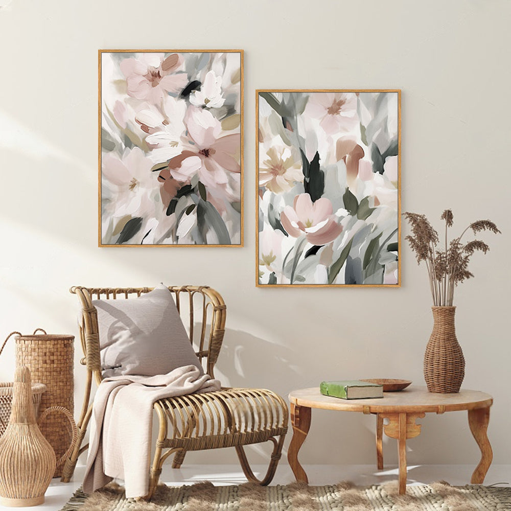 Soft Floral Canvas Wall Art Set