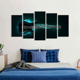 5 Piece Abstract Blue Electric Guitar Canvas Wall Art