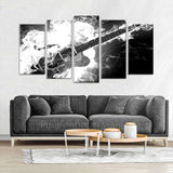 5 Piece Abstract Guitar in White Smoke Canvas Wall Art