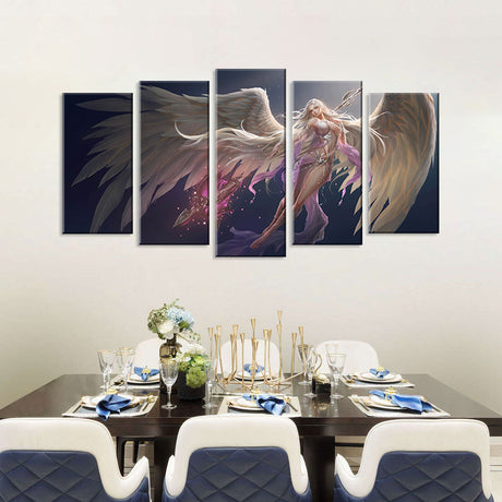 5 Piece Angel Goddess of Fate Canvas Wall Art