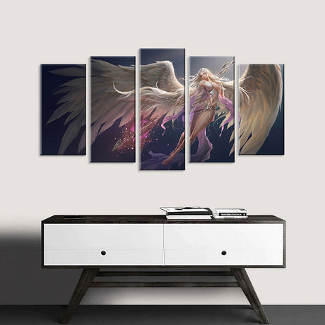 5 Piece Angel Goddess of Fate Canvas Wall Art