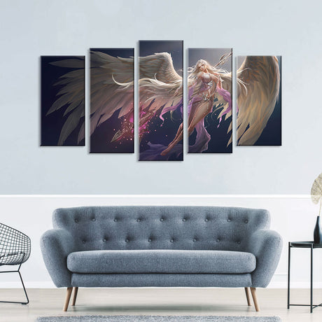 5 Piece Angel Goddess of Fate Canvas Wall Art