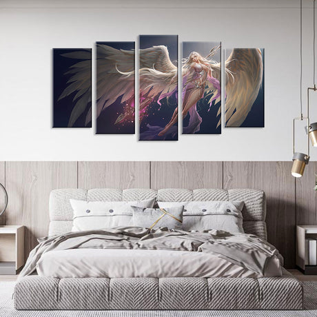 5 Piece Angel Goddess of Fate Canvas Wall Art