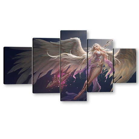 5 Piece Angel Goddess of Fate Canvas Wall Art