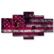 5 Piece Arizona Cardinals on American Flag Canvas Wall Art