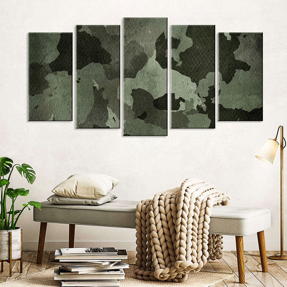 5 Piece Army Camouflage Pattern Canvas Wall Art