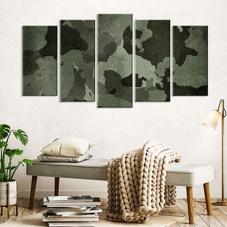 5 Piece Army Camouflage Pattern Canvas Wall Art