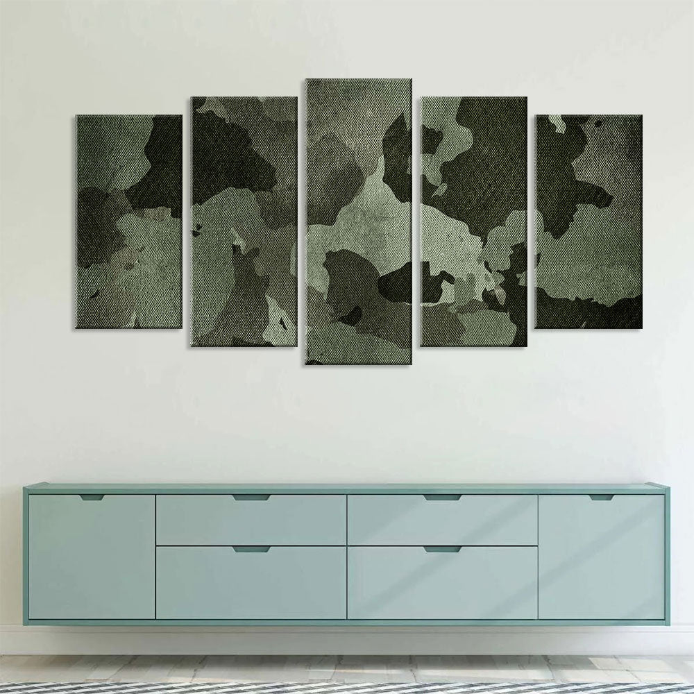 5 Piece Army Camouflage Pattern Canvas Wall Art