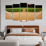 Baseball Field at Night Canvas Wall Art