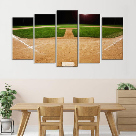 Baseball Field at Night Canvas Wall Art