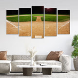 Baseball Field at Night Canvas Wall Art