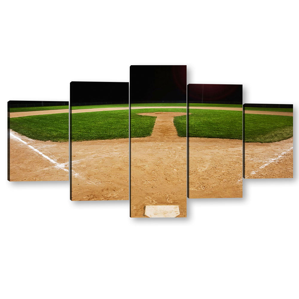 Baseball Field at Night Canvas Wall Art