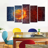 Basketball on Fire Canvas Wall Art