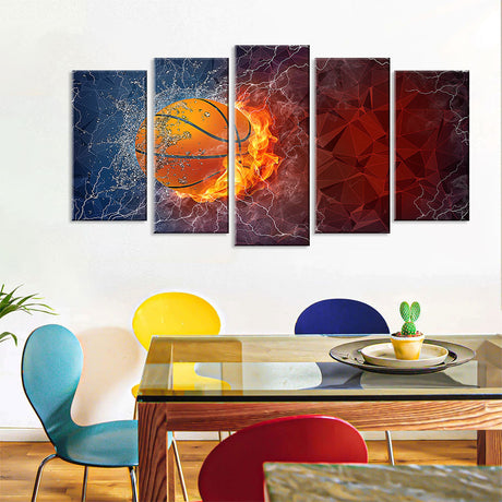 Basketball on Fire Canvas Wall Art