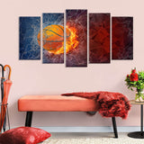 Basketball on Fire Canvas Wall Art