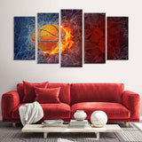 Basketball on Fire Canvas Wall Art