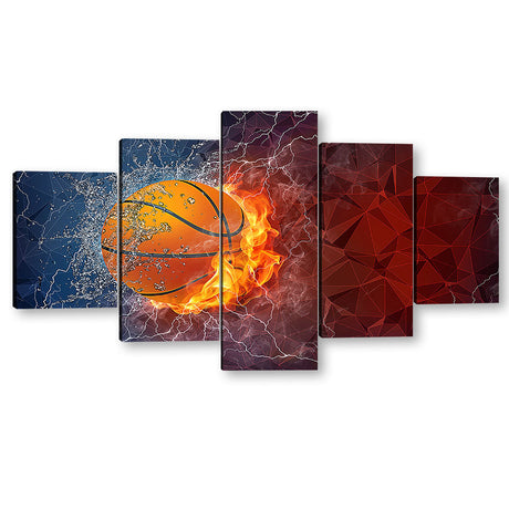 Basketball on Fire Canvas Wall Art