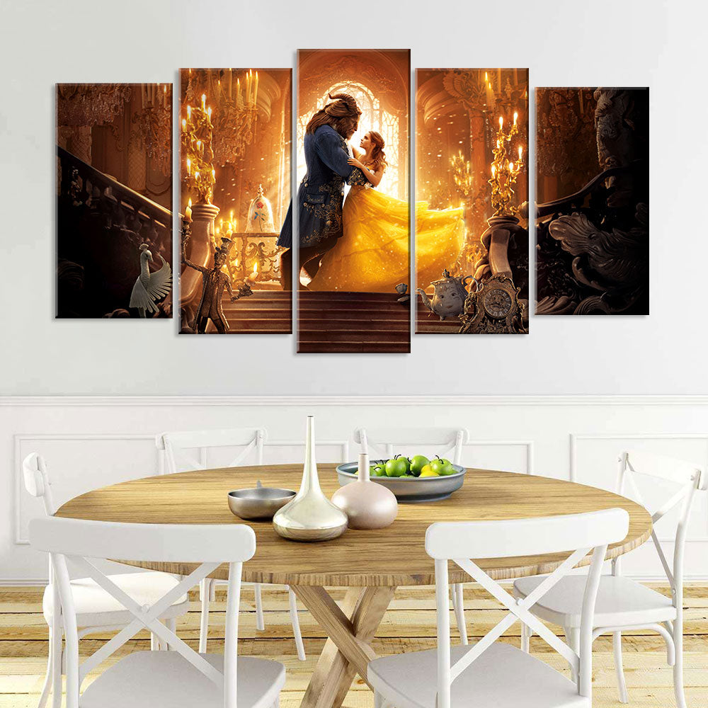 5 Piece Beauty and the Beast Canvas Wall Art