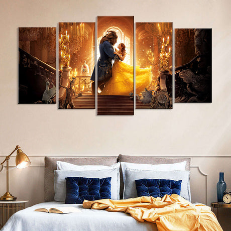 5 Piece Beauty and the Beast Canvas Wall Art