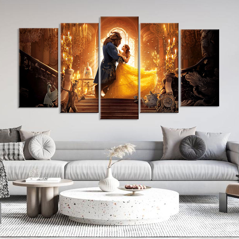 5 Piece Beauty and the Beast Canvas Wall Art