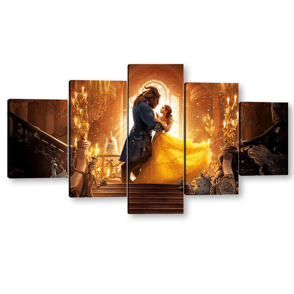 5 Piece Beauty and the Beast Canvas Wall Art